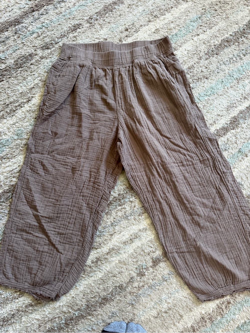 Prana Women's Wide Leg Brown Gauze Pull-On Pants